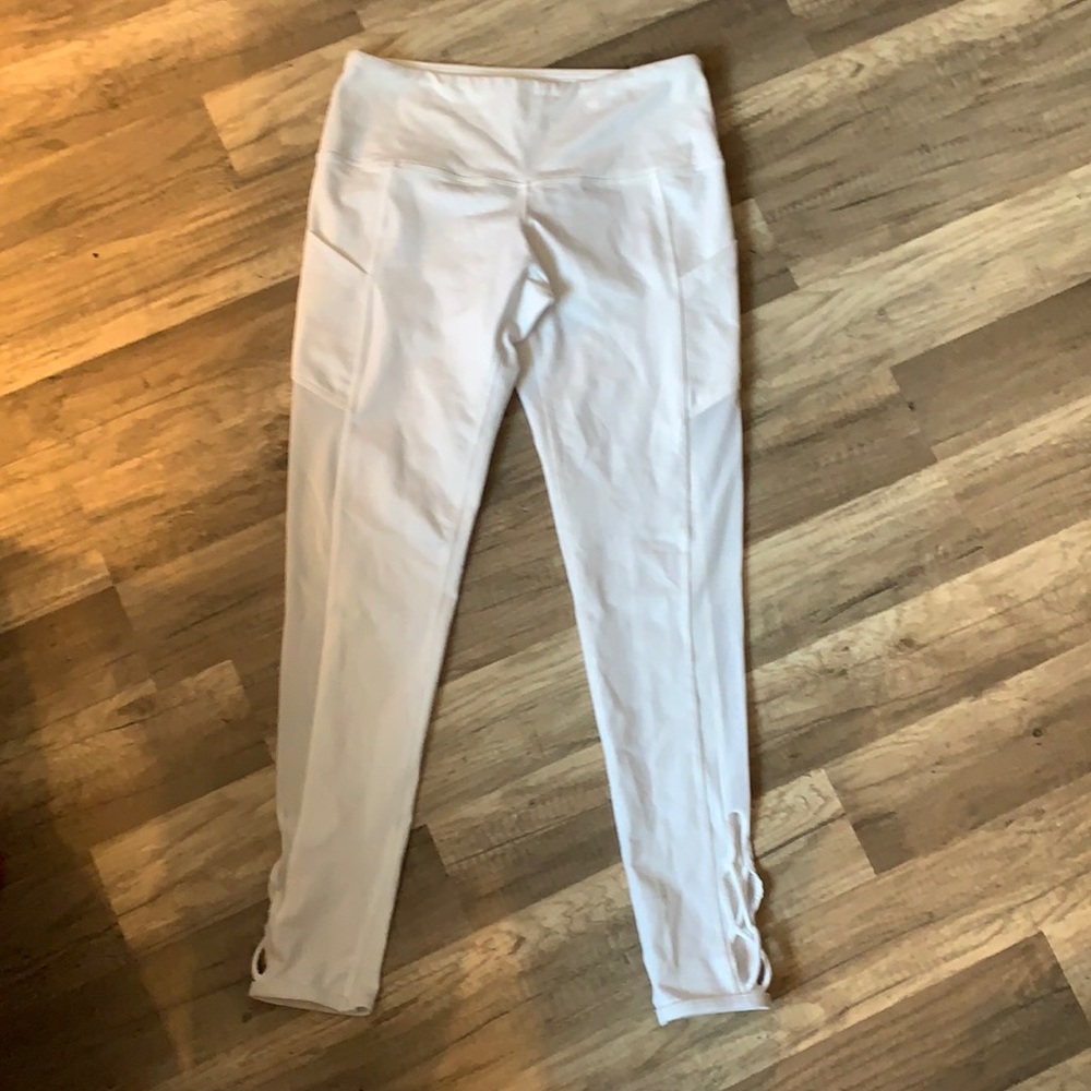 Popflex Activewear White Leggings Sz 4 GUC
